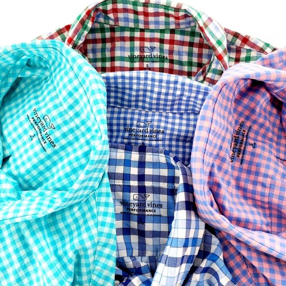 Vineyard Vines Performance Button Down Long Sleeve Shirts Lot Of 5 Boys S Plaid - Picture 8 of 8